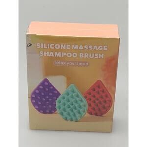 Silicone Massage Shampoo Brush Scalp Massager Tear Drop Shape Color Unknown